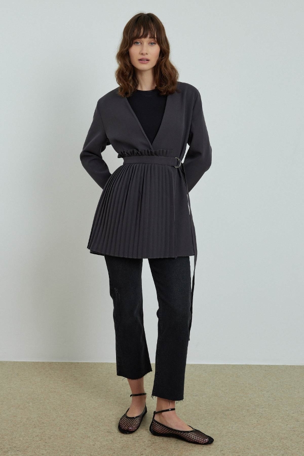 Pilise Aksesuarlı Blazer Antrasit Ceket · 3
