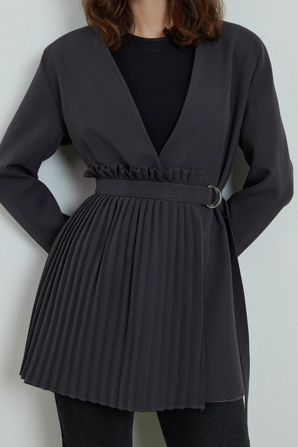 Pilise Aksesuarlı Blazer Antrasit Ceket · 5