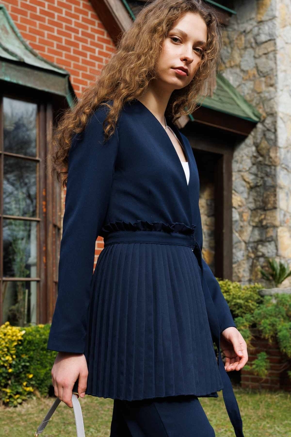 Pilise Aksesuarlı Blazer Lacivert Ceket · 4