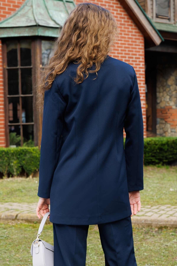 Pilise Aksesuarlı Blazer Lacivert Ceket · 6