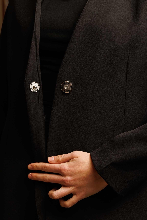 Pilise Aksesuarlı Blazer Siyah Ceket · 4