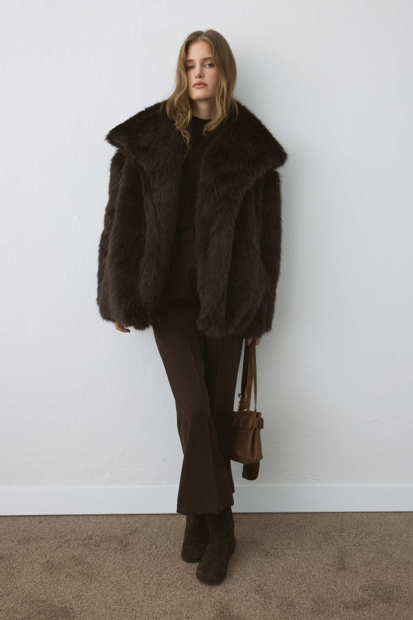 Hooopstore - Premium Daily Acı Kahve Kürk Mont