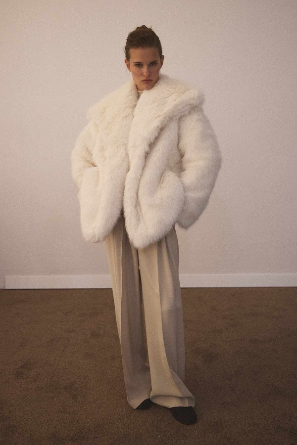 Hooopstore - Premium Daily Ekru Kürk Mont