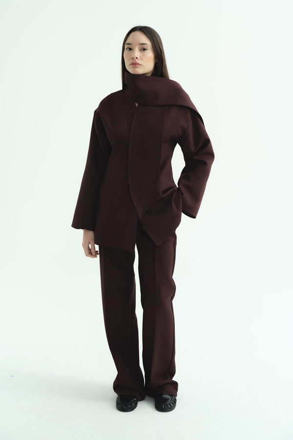 Hooopstore - Premium Fular Bağlamalı Burganya Ceket