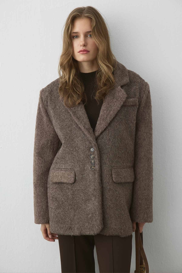 Hooopstore - Premium Kruvaze Kahve Blazer