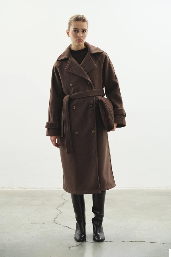 Hooopstore - Premium Kruvaze Kaşe Kahve Kaban