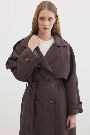 Premium Oversize Acı Kahve Trençkot (1)