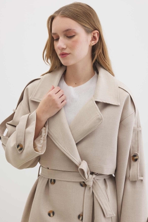 Premium Oversize Bej Trençkot (1)