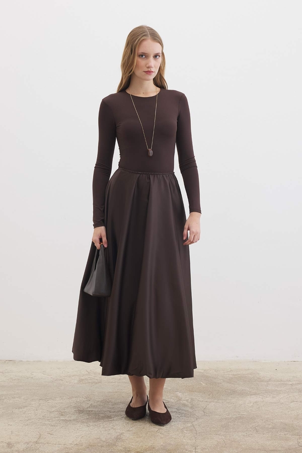 Hooopstore - Saten Princess Kahve Etek