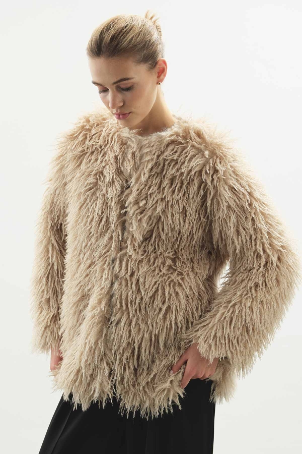 Hooopstore - Selection Kabarık Tüylü Vizon Ceket