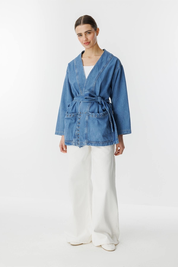 Sinna Örgü Mavi Denim Ceket · 5