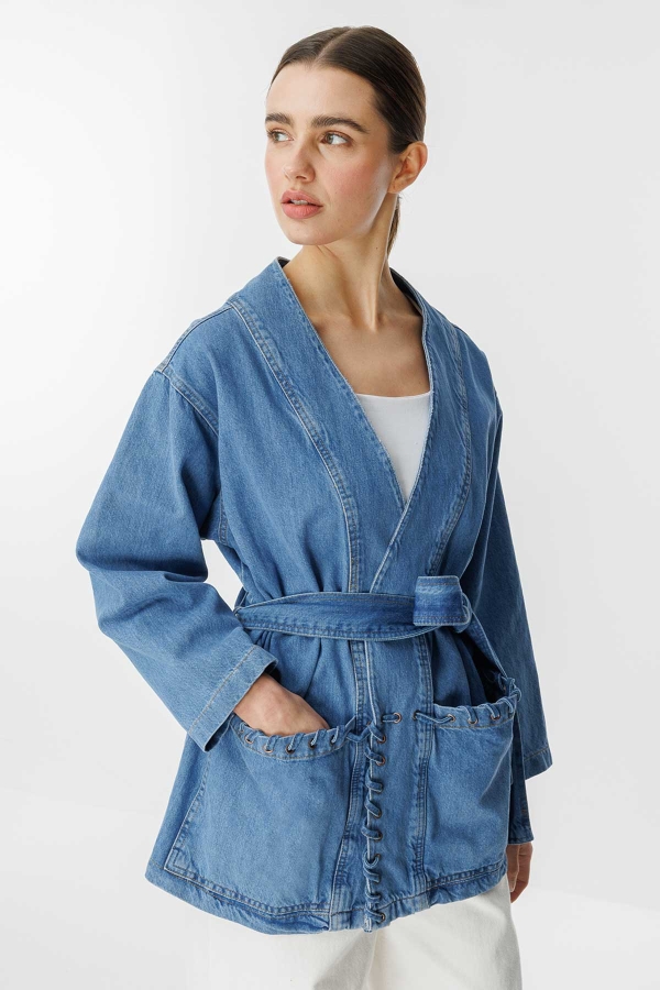 Sinna Örgü Mavi Denim Ceket · 6