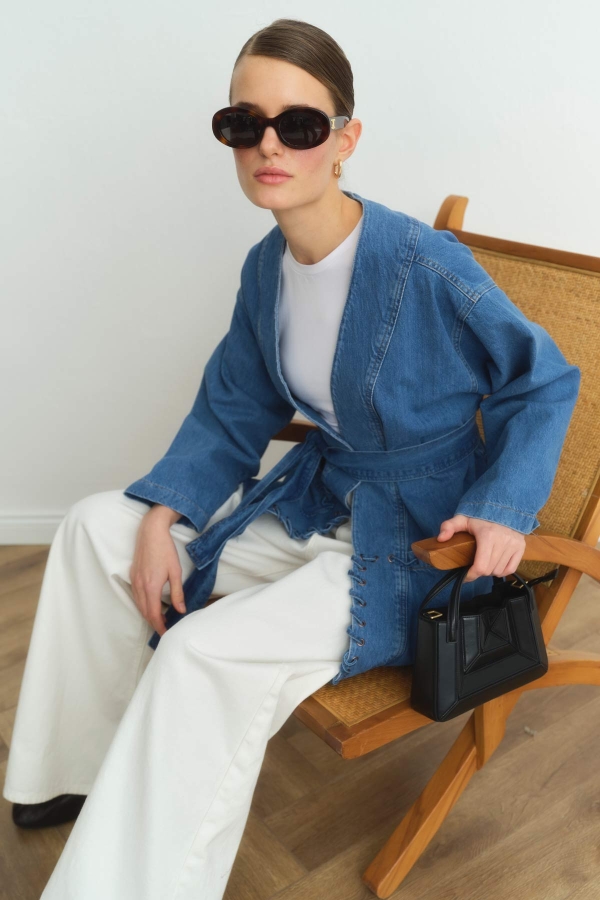 Sinna Örgü Mavi Denim Ceket · 3