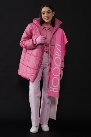 Su Geçirmez Kapüşonlu Mont - Pembe