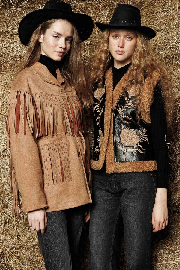 Hooopstore - Süet Kovboy Camel Ceket