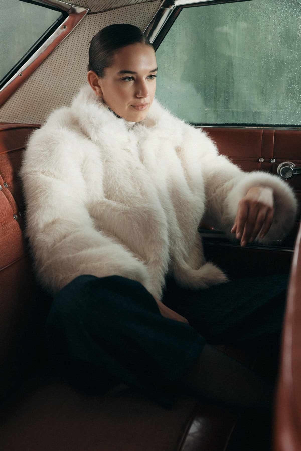 Hooopstore - Suni Ekru Kürk Ceket