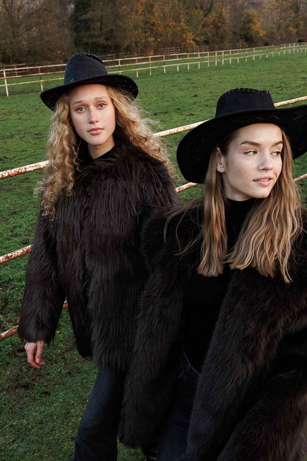 Hooopstore - Suni Kürk Kahve Ceket