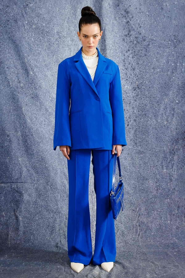 Tek Düğmeli Kruvaze Fit Blazer Lacivert Ceket · 3
