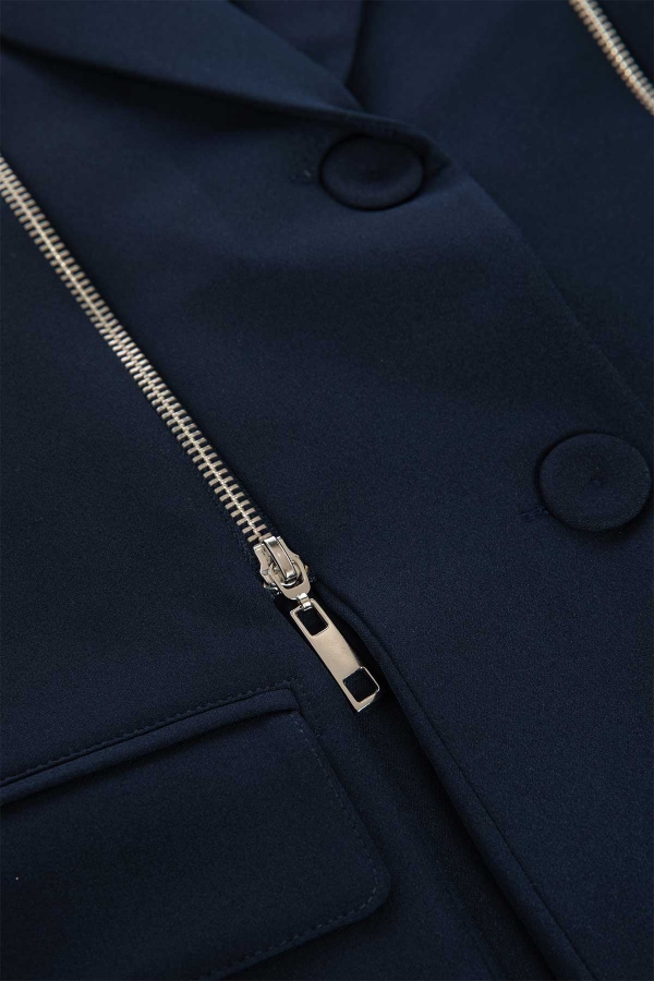 Fermuar Detaylı Lacivert Blazer Ceket · 7