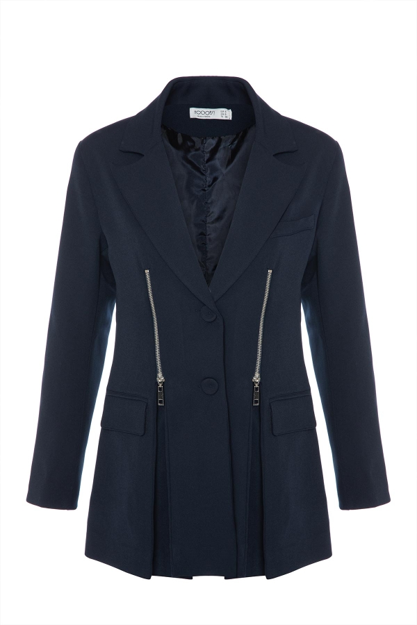Fermuar Detaylı Lacivert Blazer Ceket · 6
