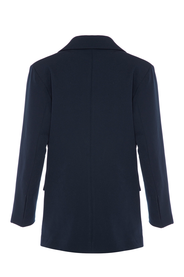 Fermuar Detaylı Lacivert Blazer Ceket · 8