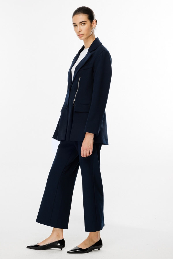 Fermuar Detaylı Lacivert Blazer Ceket · 5