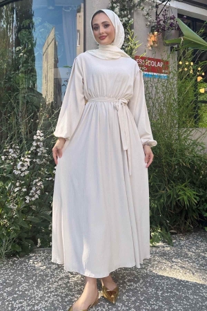 Violet Dokulu Elbise - Taş