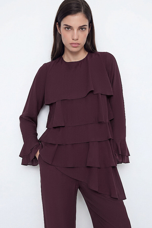 Volanlı Burganya Bluz Pantolon Takım · 4