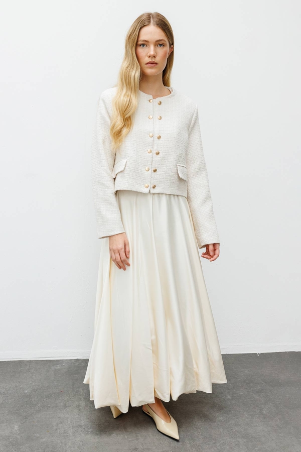 Hooopstore - Saten Princess Krem Etek