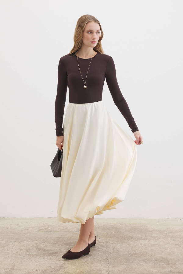 Hooopstore - Saten Princess Krem Etek