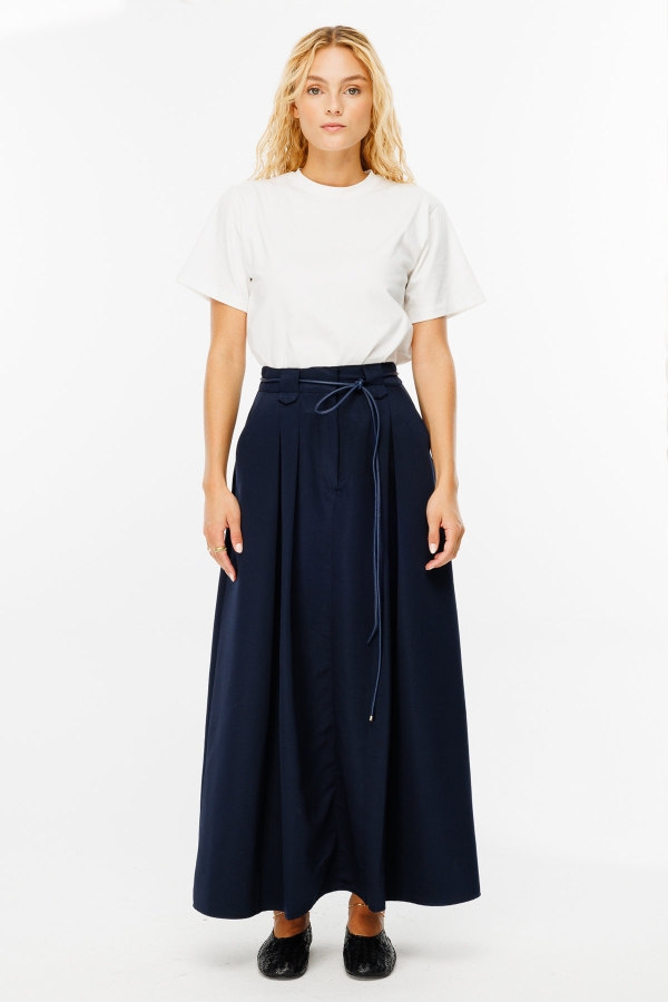 Hooopstore - Yüksek Bel Binici Lacivert Etek