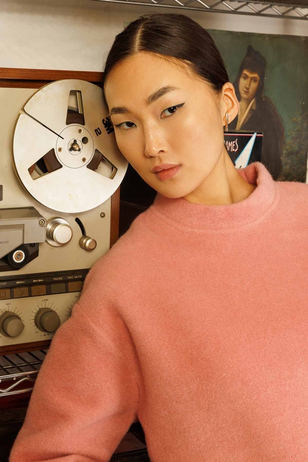 Hooopstore - Yumuşak Dokulu Oversize Kazak - Pudra